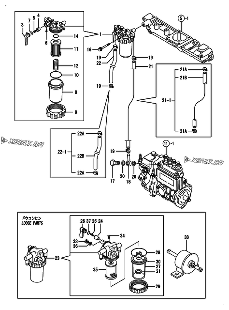 Топливопровод двигателя Yanmar 4TNE88-IKA