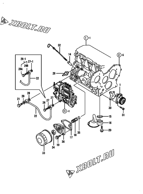  Система смазки двигателя Yanmar 3TNE84-IK