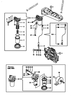  Двигатель Yanmar 3TNE84-IK, узел -  Топливопровод 