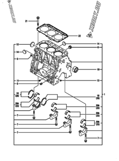  Двигатель Yanmar 3TNE84-IKA, узел -  Блок цилиндров 