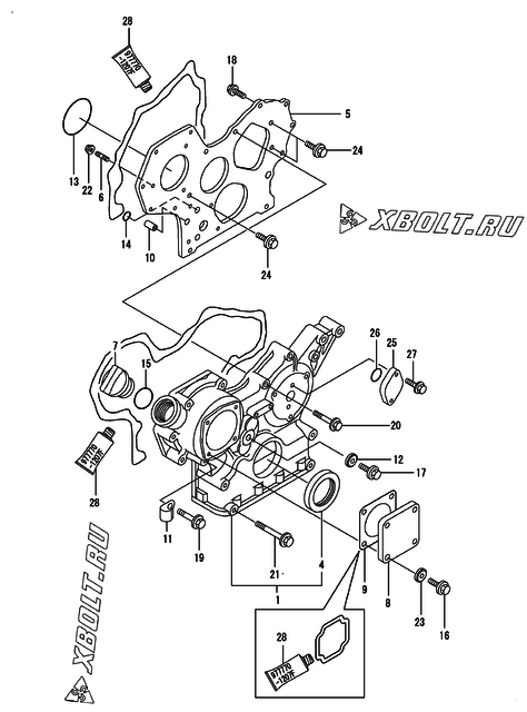  Корпус редуктора двигателя Yanmar 3TNE84-IKA