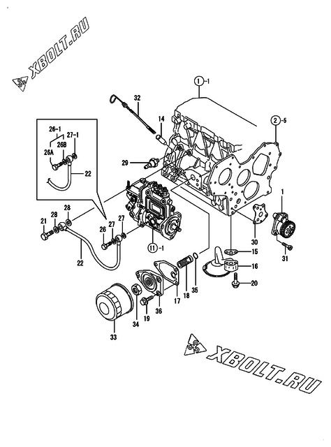  Система смазки двигателя Yanmar 3TNE84-IKA