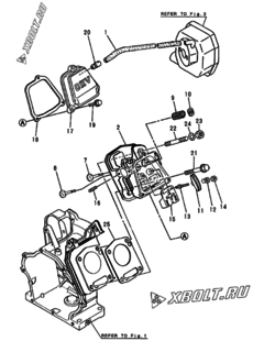  Двигатель Yanmar AJ-200ESY, узел -  Головка блока цилиндров (ГБЦ) 