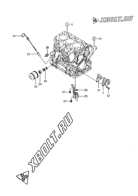 Система смазки двигателя Yanmar 3TNE68-SL