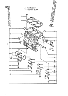 Двигатель Yanmar 3TNE74-FC, узел -  Блок цилиндров 