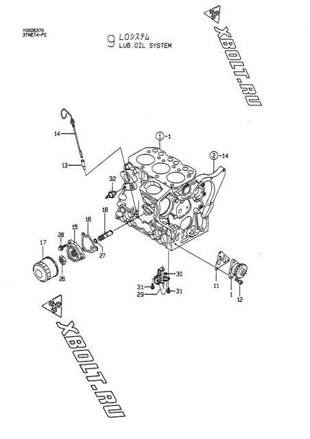  Система смазки двигателя Yanmar 3TNE74-FC