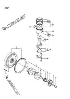  Двигатель Yanmar 3TNE84-P, узел -  Коленвал и поршень 