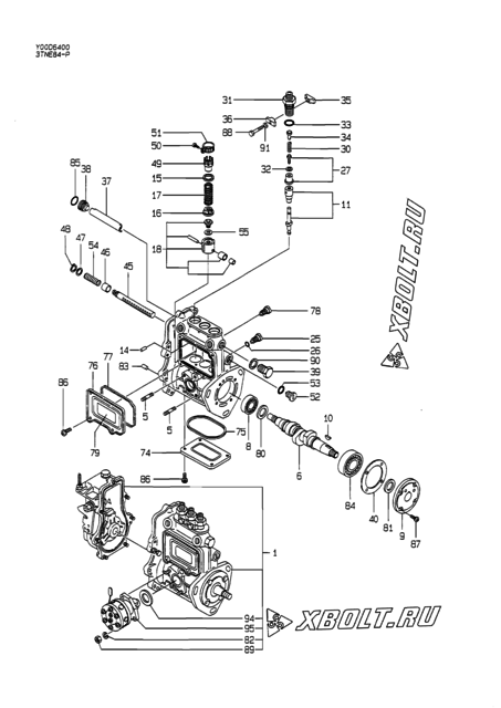 Топливный насос высокого давления (ТНВД) двигателя Yanmar 3TNE84-P