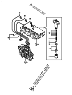  Двигатель Yanmar 3TNE84-P, узел -  Форсунка 