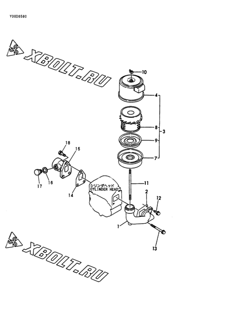  Воздушный фильтр и глушитель двигателя Yanmar NFD10-MEA