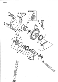  Двигатель Yanmar NFD13-MEP, узел -  Коленвал и маховик 