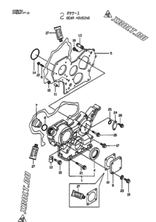 Двигатель Yanmar 3TNE84T-FT2, узел -  Корпус редуктора 