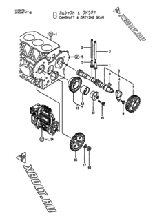  Двигатель Yanmar 3TNE84T-FT2, узел -  Распредвал и приводная шестерня 