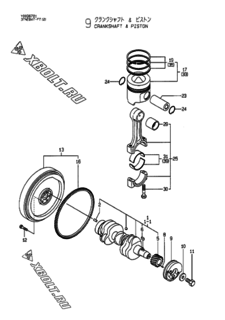  Двигатель Yanmar 3TNE84T-FT2, узел -  Коленвал и поршень 