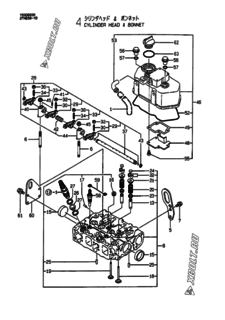  Двигатель Yanmar 2TNE68-YB, узел -  Головка блока цилиндров (ГБЦ) 