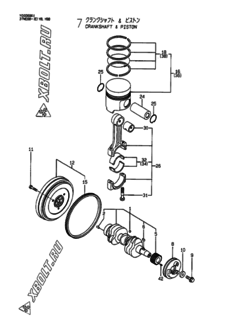  Двигатель Yanmar 3TNE68-EYB, узел -  Коленвал и поршень 