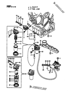  Двигатель Yanmar 3TNE68-EYB, узел -  Топливопровод 