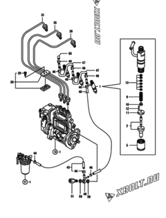  Двигатель Yanmar 3TNE84T-EFL2, узел -  Форсунка 