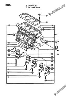  Двигатель Yanmar 4TNE88-EFL, узел -  Блок цилиндров 
