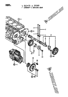  Двигатель Yanmar 4TNE88-EFL, узел -  Распредвал и приводная шестерня 