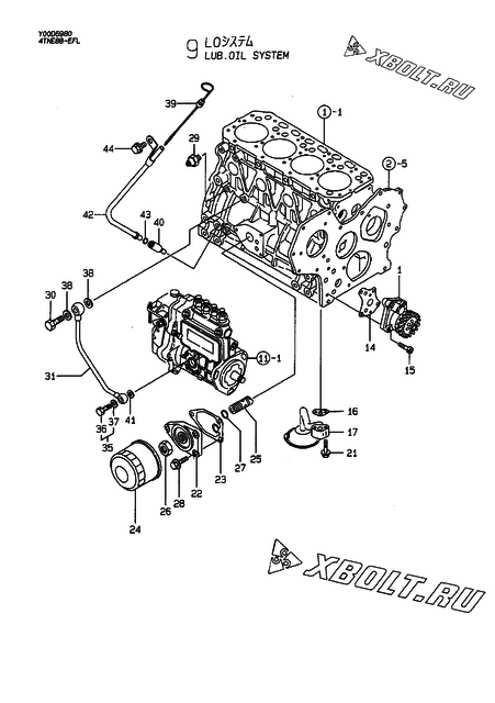  Система смазки двигателя Yanmar 4TNE88-EFL