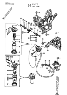  Двигатель Yanmar 3TNE74-ENYBB, узел -  Топливопровод 