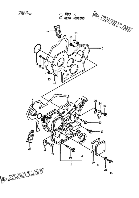  Корпус редуктора двигателя Yanmar 3TNE84T-FL3