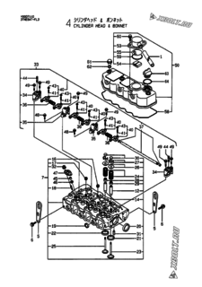  Двигатель Yanmar 3TNE84T-FL3, узел -  Головка блока цилиндров (ГБЦ) 