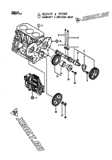  Двигатель Yanmar 3TNE84T-FL3, узел -  Распредвал и приводная шестерня 