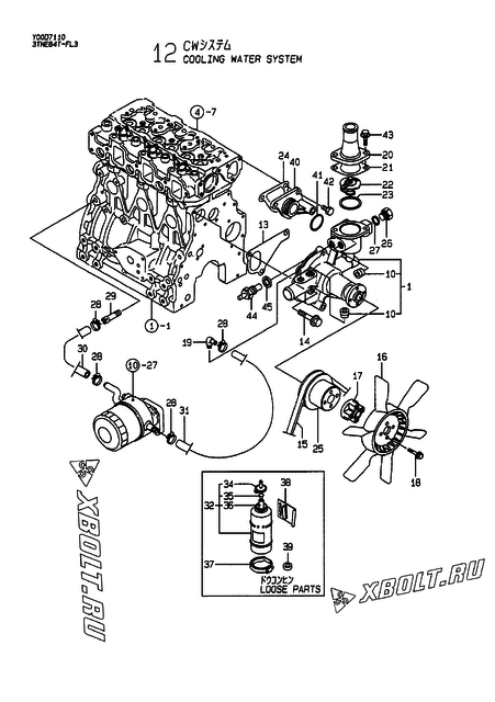  Система водяного охлаждения двигателя Yanmar 3TNE84T-FL3