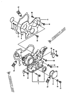  Двигатель Yanmar 3TNE84-EIK, узел -  Корпус редуктора 