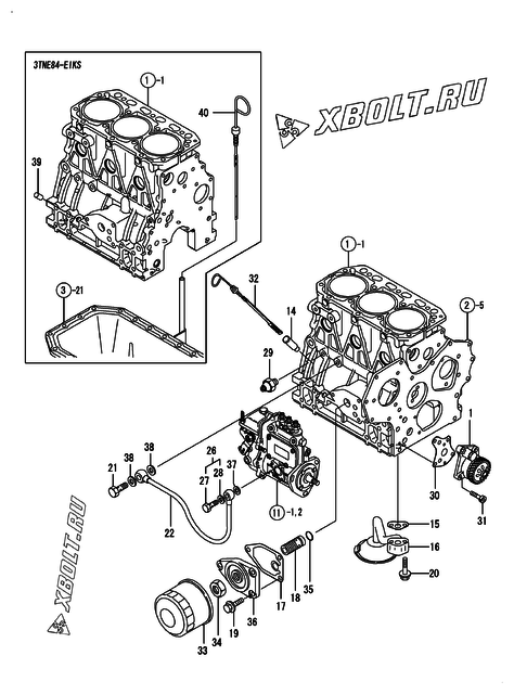  Система смазки двигателя Yanmar 3TNE84-EIK