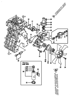  Двигатель Yanmar 3TNE84-EIK, узел -  Система водяного охлаждения 