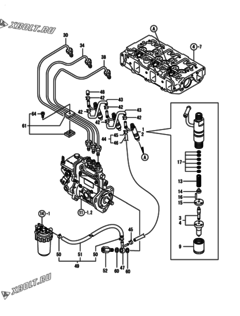  Двигатель Yanmar 3TNE84-EIK, узел -  Форсунка 