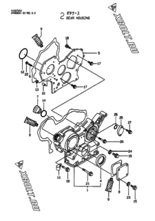  Двигатель Yanmar 3TNE82A-YBD, узел -  Корпус редуктора 