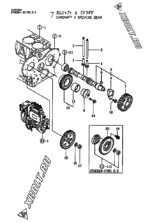  Двигатель Yanmar 3TNE82A-YBD, узел -  Распредвал и приводная шестерня 