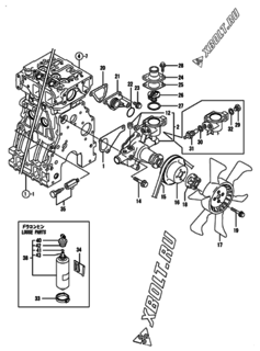  Двигатель Yanmar 3TNE84-IKS, узел -  Система водяного охлаждения 