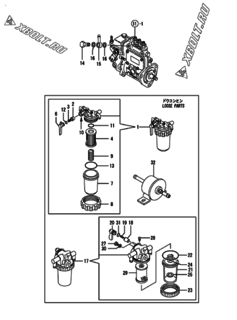  Двигатель Yanmar 3TNE84-IKS, узел -  Топливопровод 