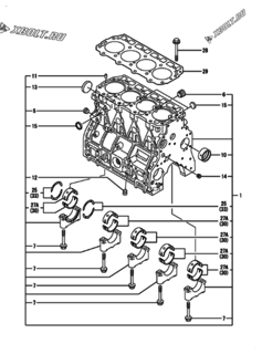  Двигатель Yanmar 4TNE94-EIK, узел -  Блок цилиндров 