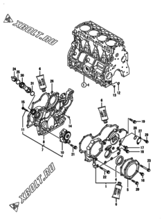  Двигатель Yanmar 4TNE94-EIK, узел -  Корпус редуктора 