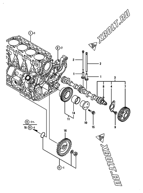  Распредвал и приводная шестерня двигателя Yanmar 4TNE94-EIK