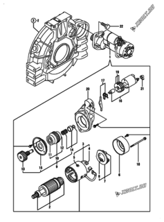  Двигатель Yanmar 4TNE94-EIK, узел -  Стартер 
