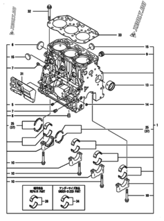  Двигатель Yanmar 3TNV84-GDG, узел -  Блок цилиндров 