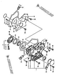  Двигатель Yanmar 3TNV84-GDG, узел -  Корпус редуктора 
