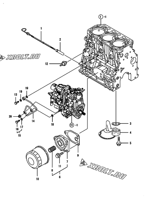  Система смазки двигателя Yanmar 3TNV84-GDG