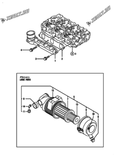  Двигатель Yanmar 3TNE68-EIK, узел -  Впускной коллектор и воздушный фильтр 