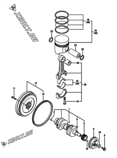  Двигатель Yanmar 3TNE68-EIK, узел -  Коленвал и поршень 