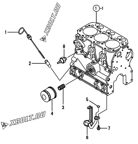  Система смазки двигателя Yanmar 3TNE74-ENYBC