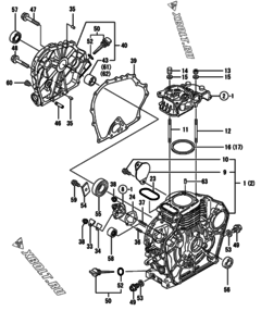  Двигатель Yanmar L48EE-DVMK, узел -  Блок цилиндров 
