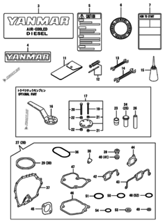  Двигатель Yanmar L48ADVMK, узел -  Инструменты, шильды и комплект прокладок 